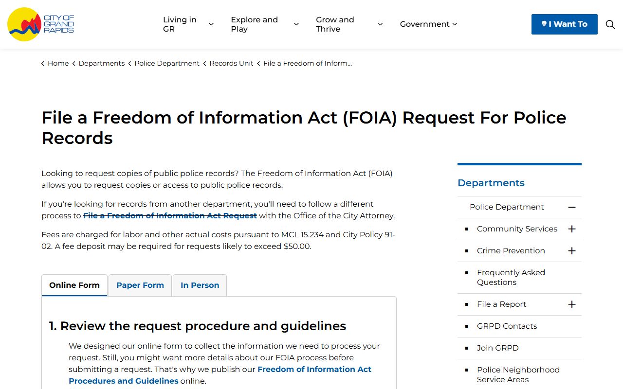 Grand Rapids Police FOIA request for people search