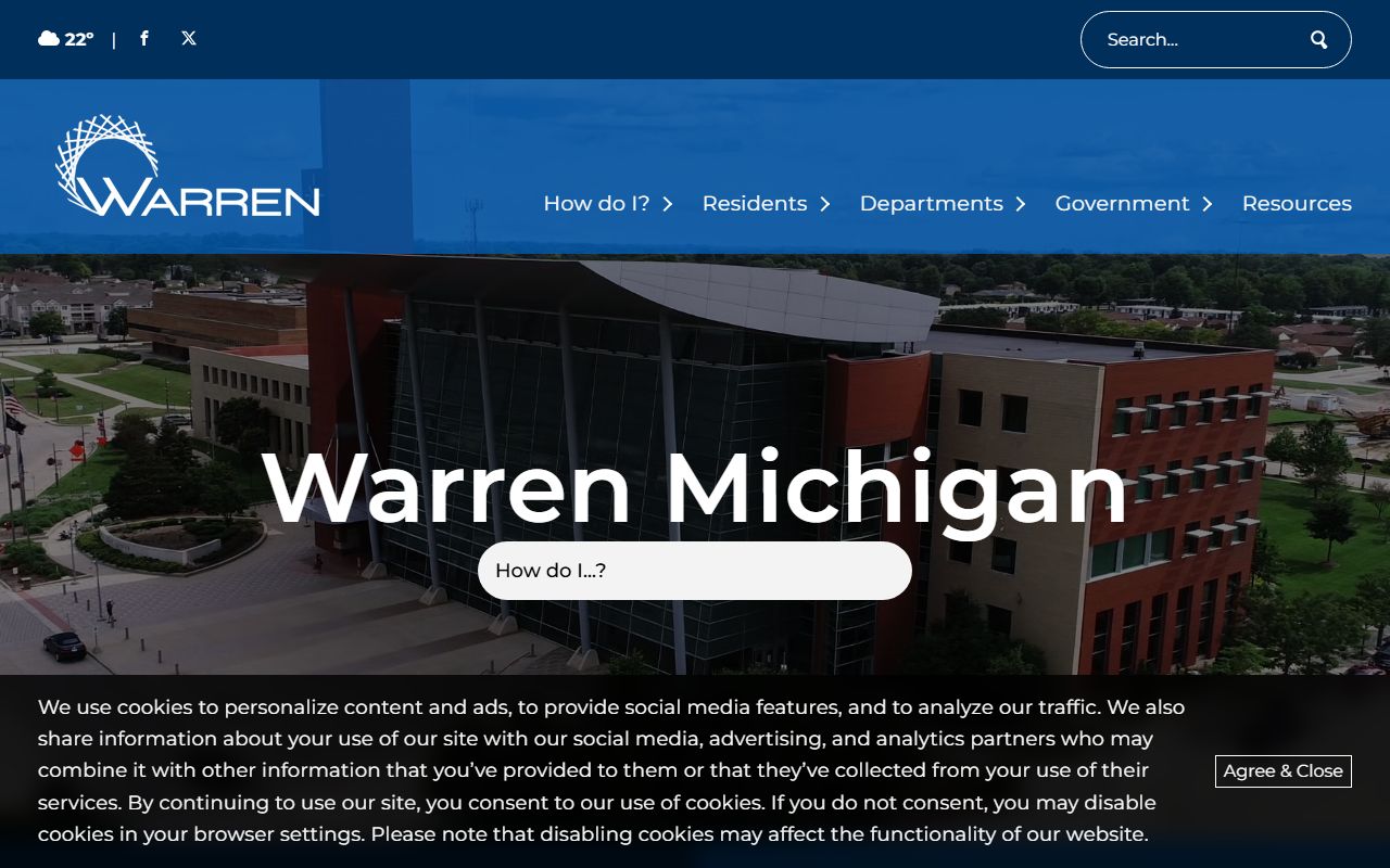 City of Warren homepage for Warren people search