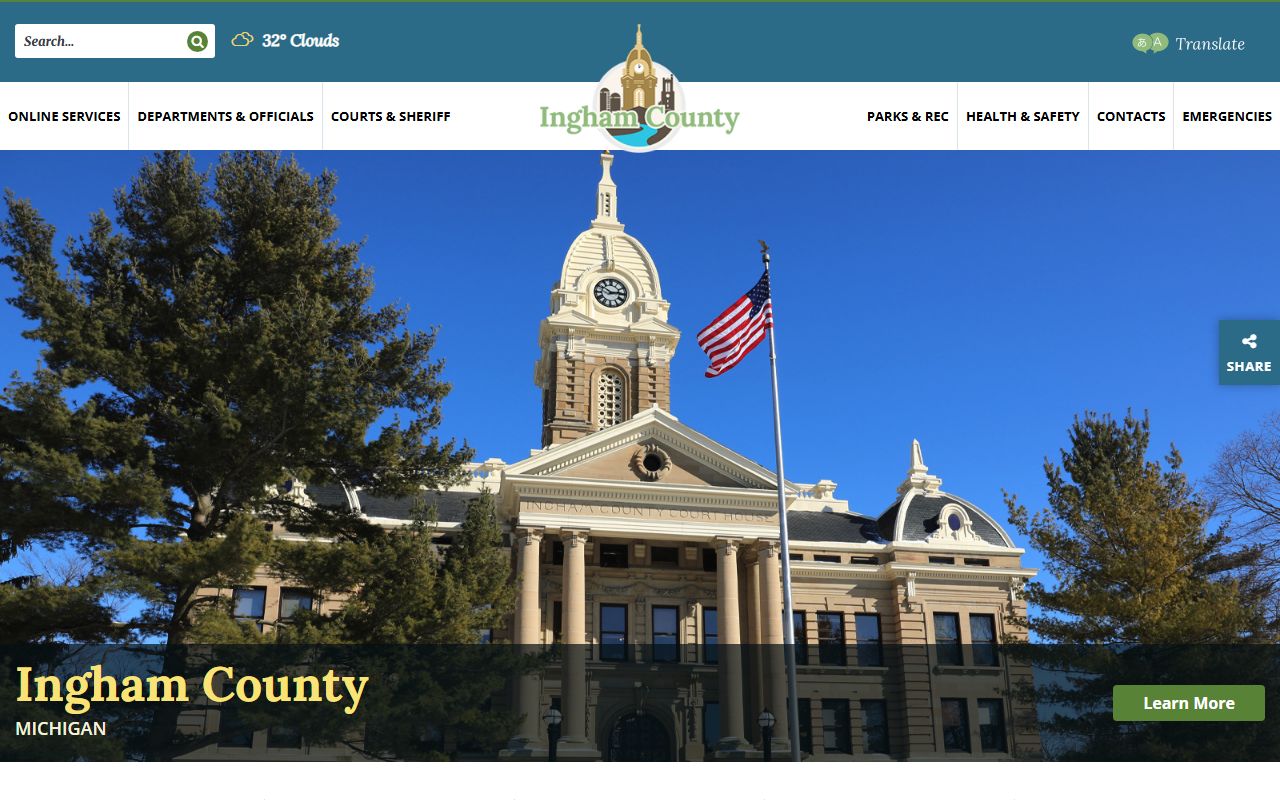 Ingham County government homepage for people search