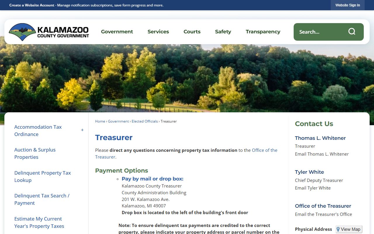 Kalamazoo County Treasurer website for people search
