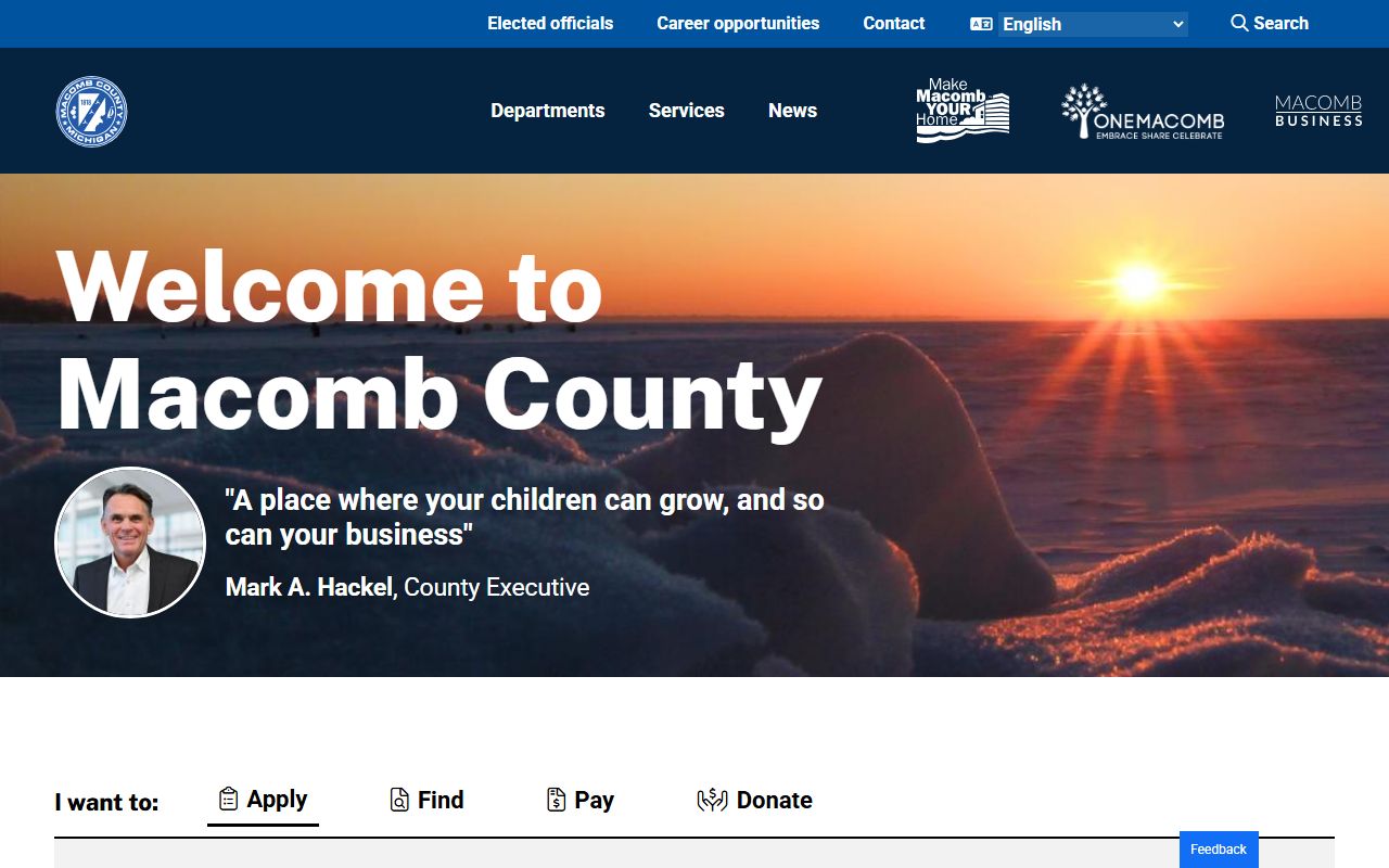 Macomb County government homepage for Macomb County people search