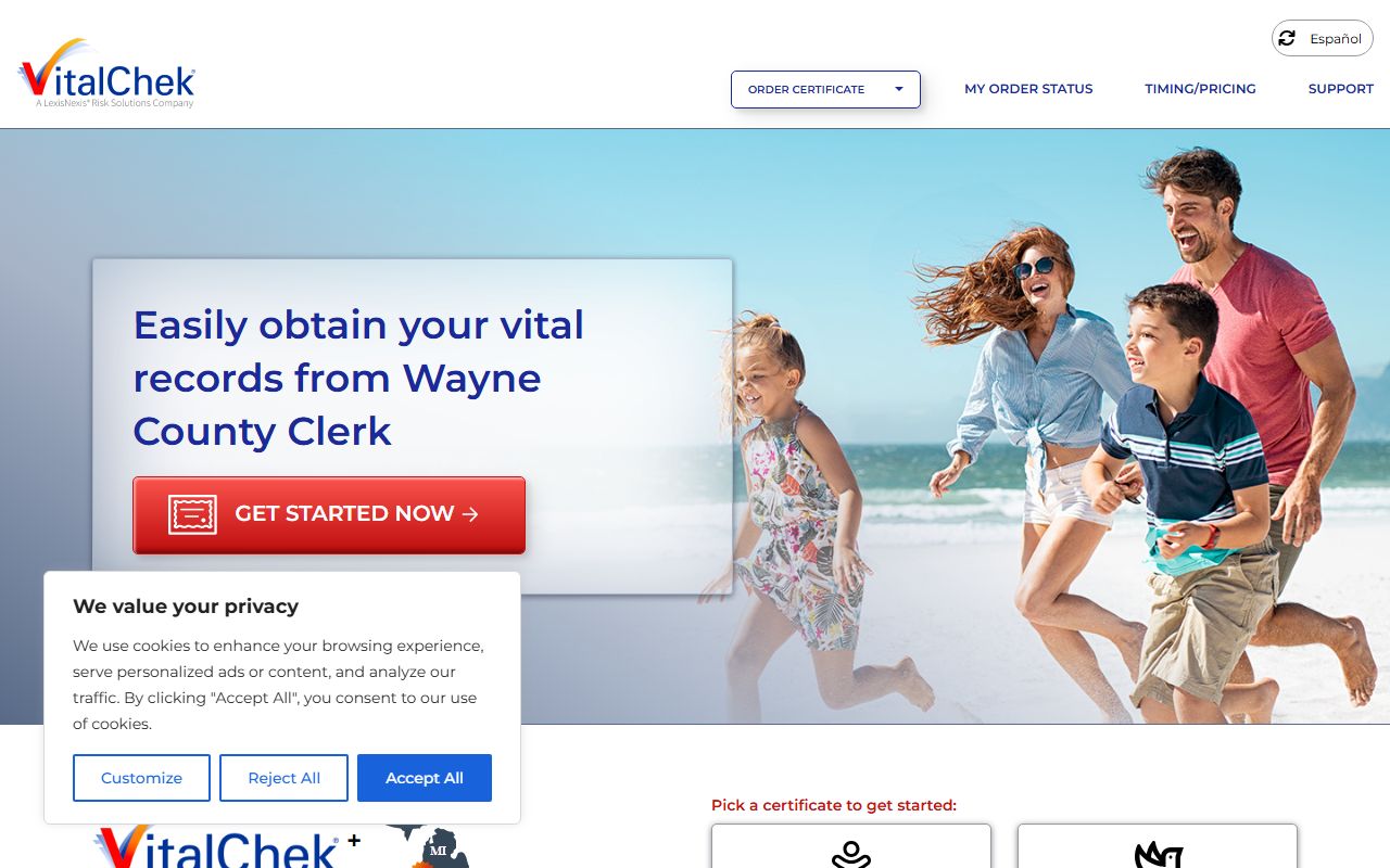 VitalChek Wayne County vital records people search